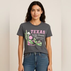Grayson Threads “Texas Wild Desert” Graphic Tee -Gray Crewneck,Soft Cotton Blend
